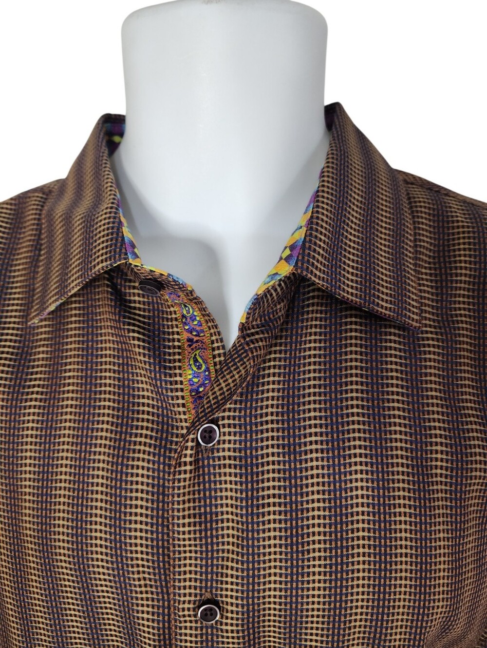 Robert Graham Men’s Multicolor Check Button Down Shirt XL Embroidered Trim - Picture 4 of 13